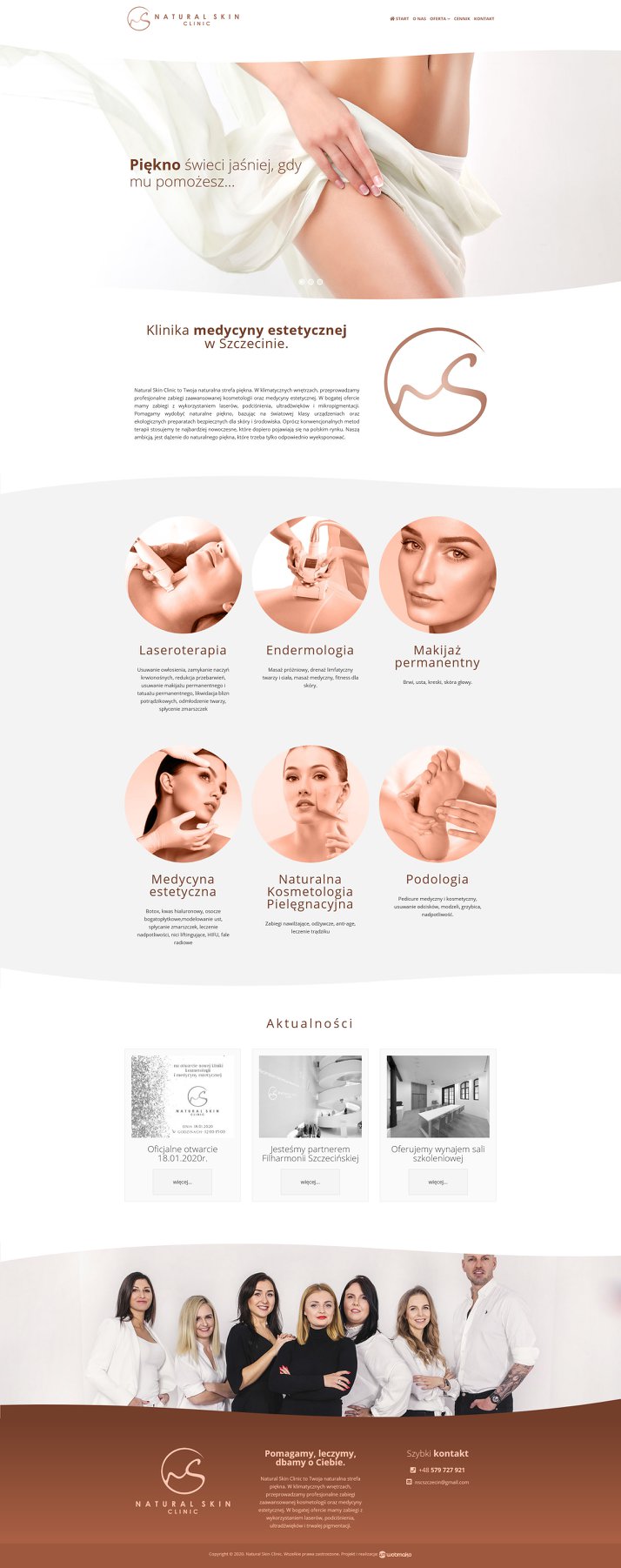 Realizacja strony internetowej dla Natural Skin Clinic